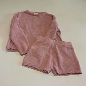SINCERLEY Jules pink fuzzy pajama set L